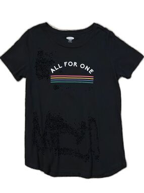 Old Navy Black Rainbow Stripe Graphic Tee Womens Small Summer NWOT